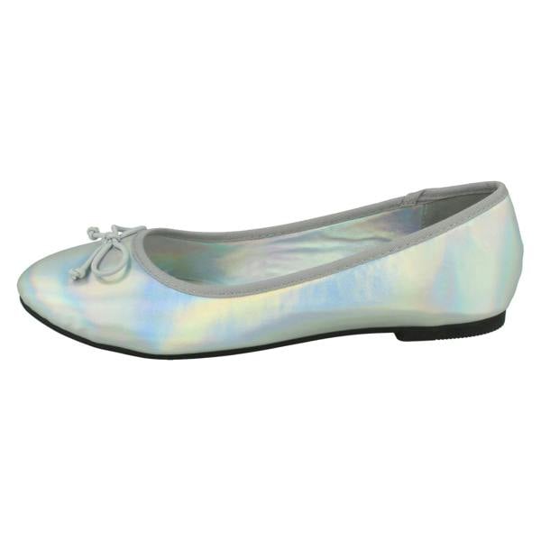 Spot On Ladies Spot On Flat Metallic Ballerina Shoes F80398