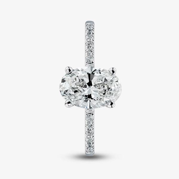 T. H. Baker Platinum 2.20ct Oval Cut Lab Grown Diamond Shoulder Set Solitaire Ring LGR35520-220SF