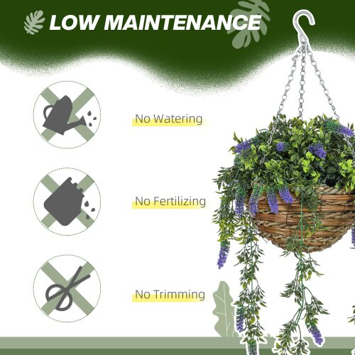 Wyld Haus Nodimo Set Of 2 Artificial Lavender Hanging Baskets With Silk Finish