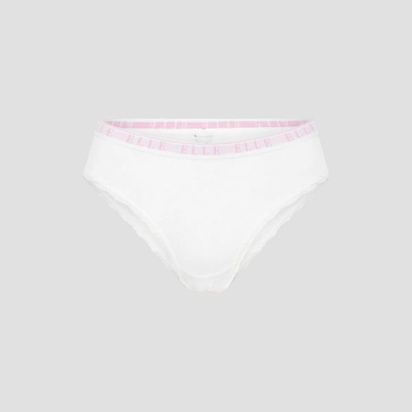 ELLE Multi Pack (3) Cotton Lace Trim Tipped Brazilians