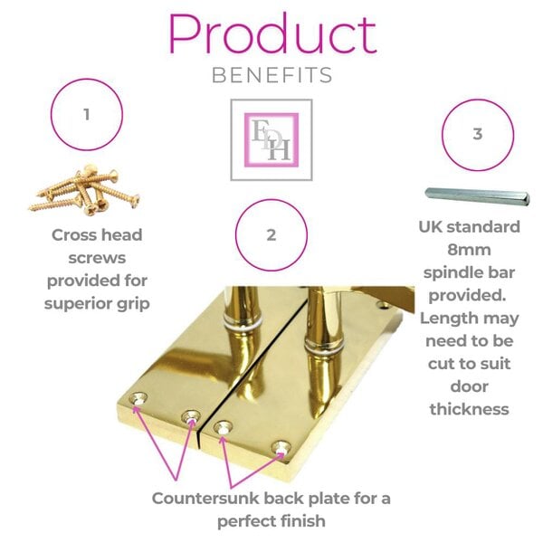 EDH Door Hardware Door Handles Brass Plated Victorian Scroll lever Latch Modern Handles 1 + Latch