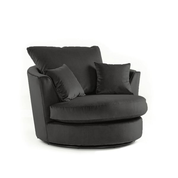 Furnishings For Less Ella Plush Velvet Fabric Swivel Chair