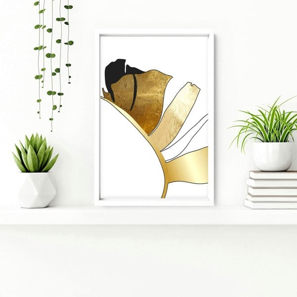 Bathroom wall art uk | set of 3 Tropical Gold wall art