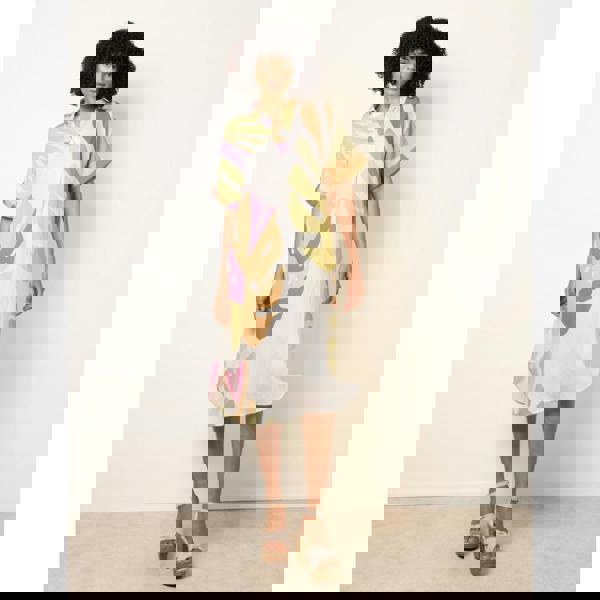 Blue Vanilla Vibrant Oversized Shirt Midi Dress