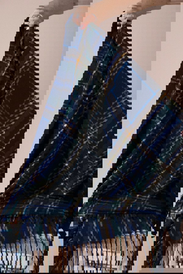 SVNX Tartan Print Scarf In Navy