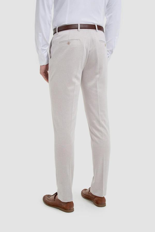 House of Cavani Vasco - Men's Beige 2 Piece Herringbone Suit