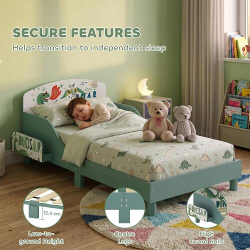 AIYAPLAY Toddler Bed with Bedside Storage, Guard Rails