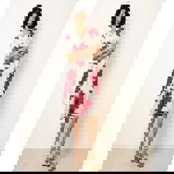 Blue Vanilla Floral Print Diamante Detailed Dress