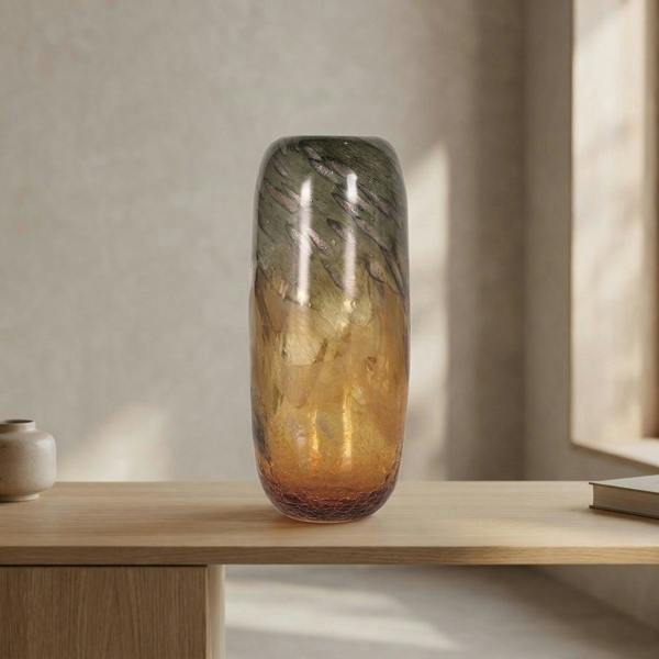 Garden Greatness Amber Lustre Two-Tone Glass Cylinder Vase