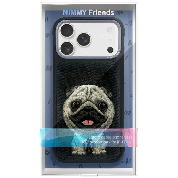 Nimmy Friends Nimmy Big Eye Cute Pet Pug Dog Case with MagSafe for iPhone Pro 6.3" Black Grey - N-XDY-IP17-PRO-09-A