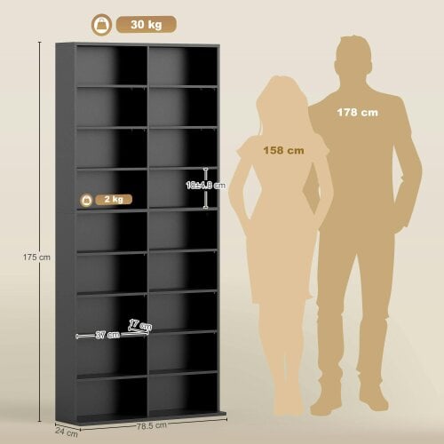 Wyld Haus Sezi Wood Black Tall Media Storage Tower With 640 Disc Capacity