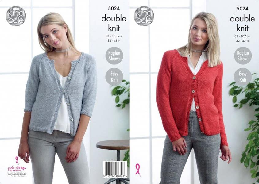 King Cole Glitz Knitting Pattern 5024, Cardigans for Women, 32 - 42 Inches - Easy