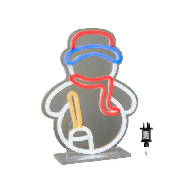 Samuel Alexander 24cm Light up Christmas Snowman Table Top Neon Sign