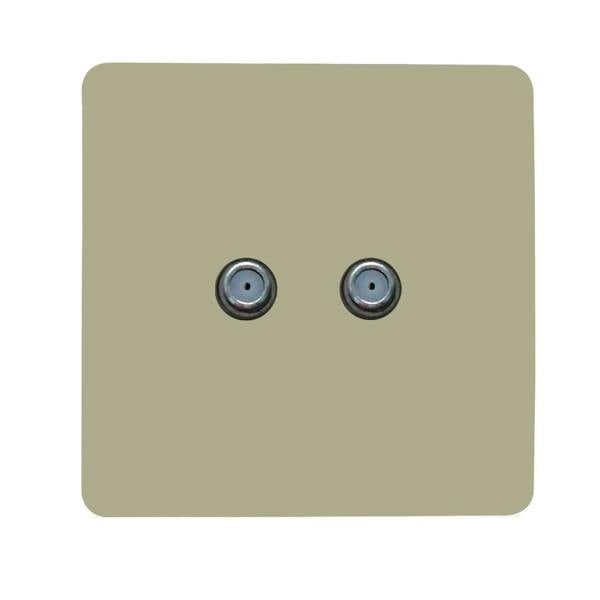 Trendi Switch 2 Gang Male F-Type Satellite Television Socket in Champagne Gold