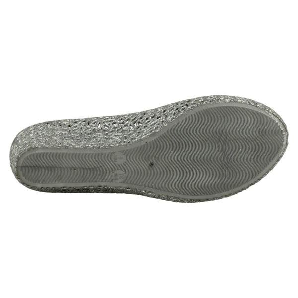 Savannah Ladies Savannah Slip On Open Toe Ballerina Style Wedge Shoes