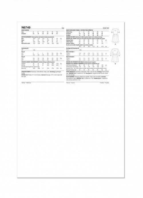 New Look Sewing Pattern 6749, Dresses for Women, 6-8-10-12-14-16 - Easy