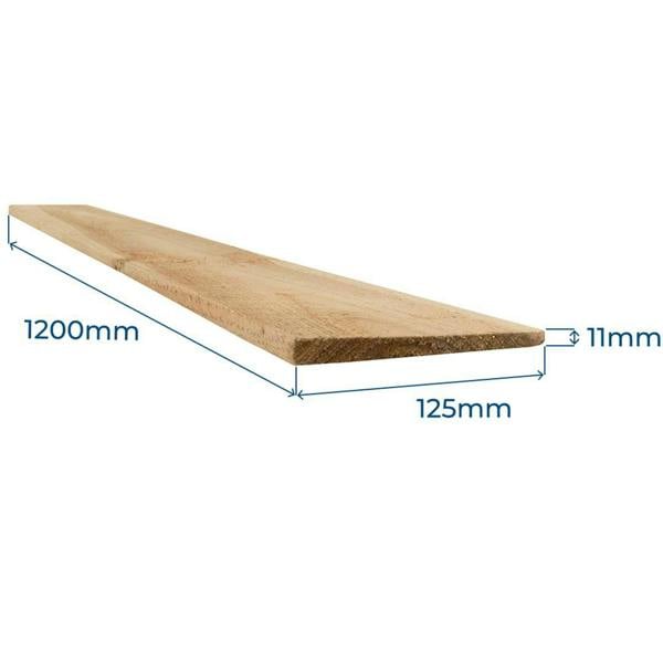 Snowdon Timber Treated Feather Edge Fence Board (T) 11mm (W) 125mm (L) 1.2m - Pack of 10