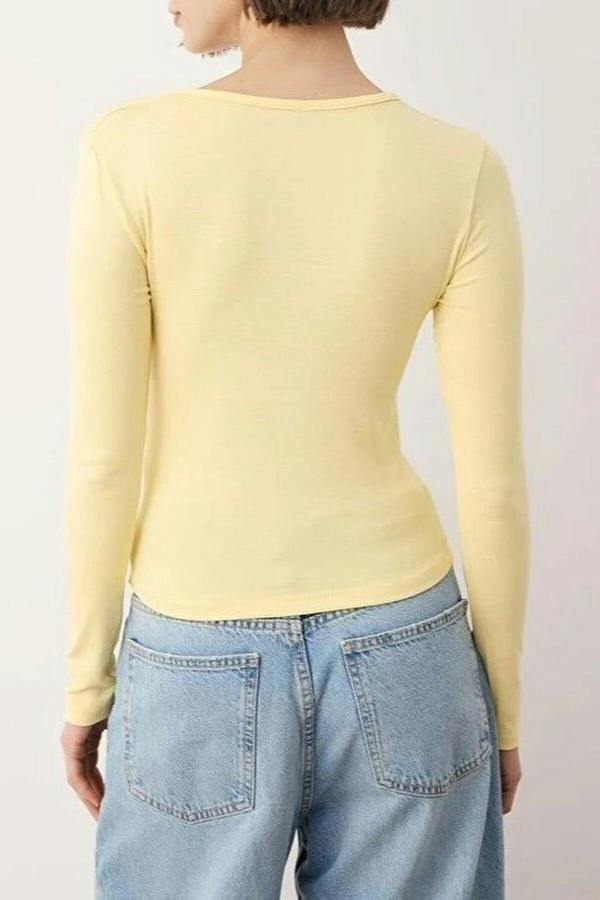WOVCOR Crew Neck Buttoned Knitted Blouse