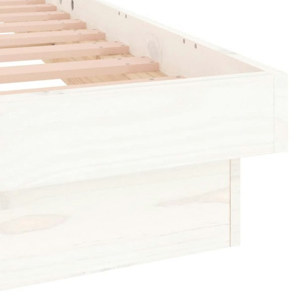 Berkfield LED Bed Frame White 140x190 cm Solid Wood
