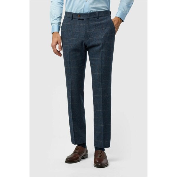 Antique Rogue Tailored Fit Ezra Blue Check Tweed