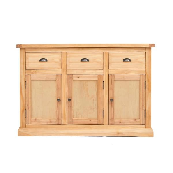 Cabinet Bits Lucca Waxed 3 Drawer 3 Door Sideboard Brass Cup Handle