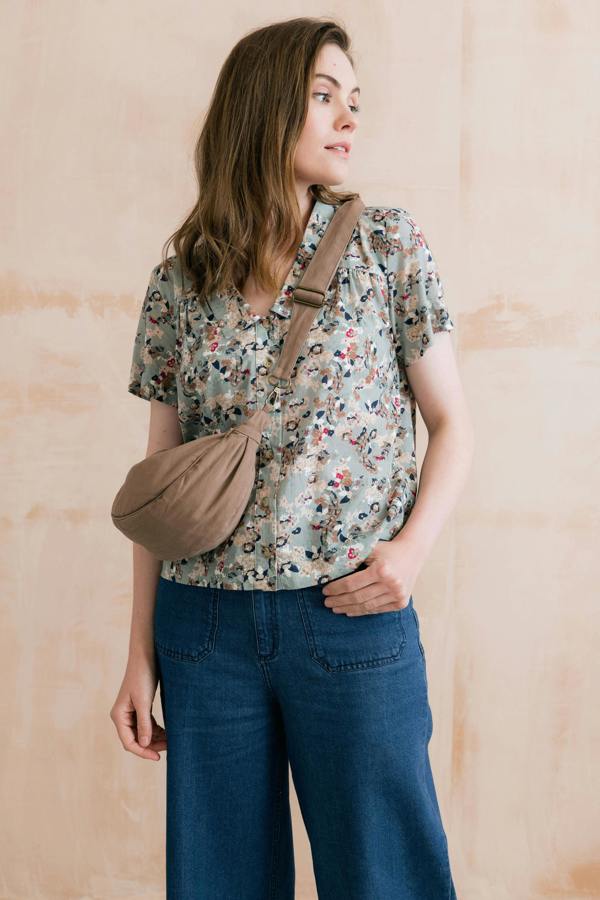 Lily & Me Lowlands Organic Ditsy Print Blouse Ocean