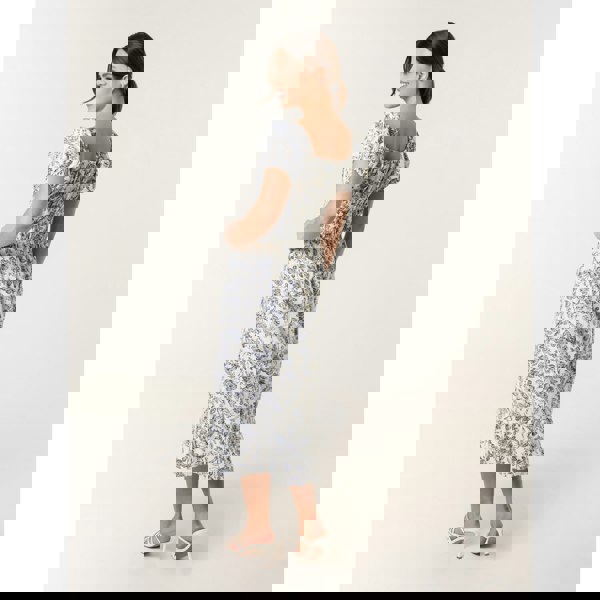 Blue Vanilla Ditsy Floral Puff Sleeve Dress