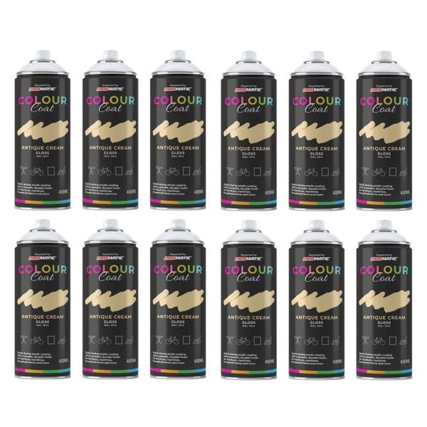 Colour Coat 12X Antique Cream RAL 1014 Gloss Spray Paint 400ml