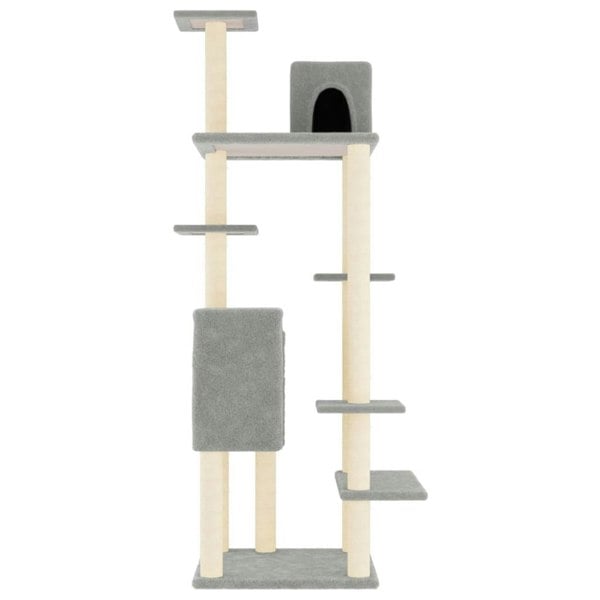 Berkfield Cat Tree with Sisal Scratching Posts Light Grey 154 cm