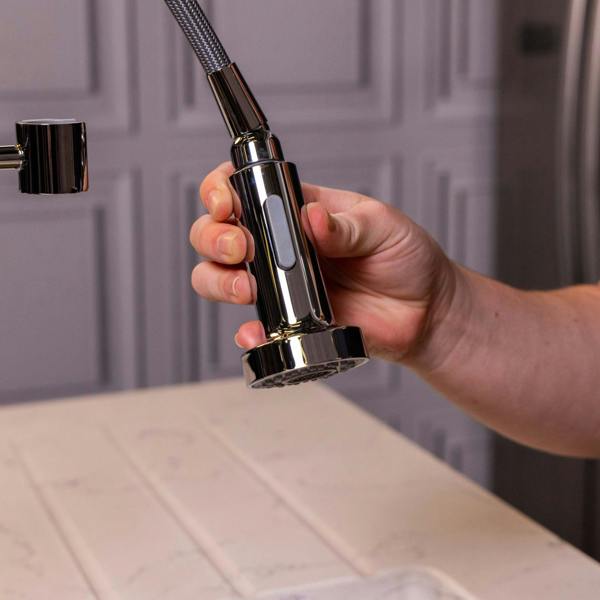 Flode Fjädra | Pull Out Kitchen Sink Mixer Tap | Spring Style Mixer Tap | Chrome | Round Head