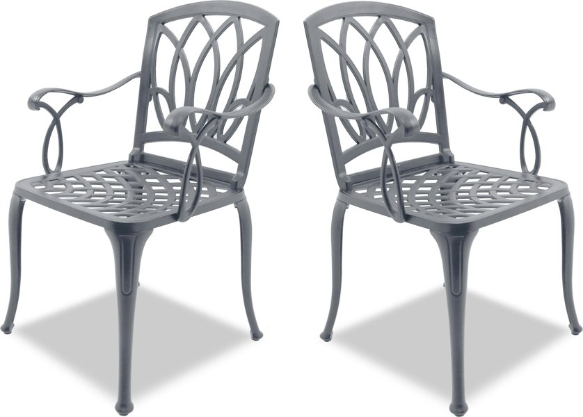 Centurion Supports Positano 2-Large Garden and Patio Chairs with Armrests in Cast Aluminium Grey