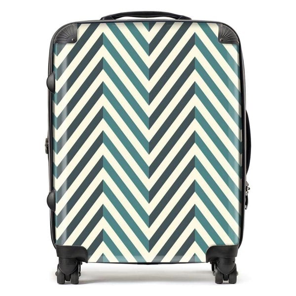 Warren Reed Geometric Herringbone Chevron Blues Suitcase