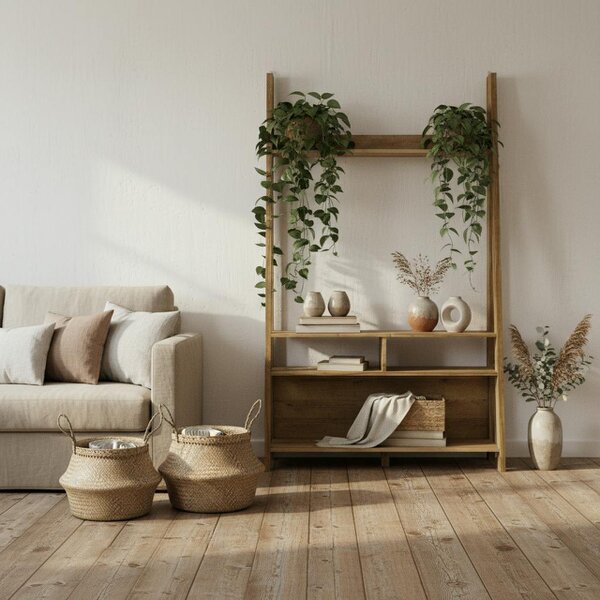 Wyld Haus Athy Small Brown Oak Wooden Ladder TV Unit