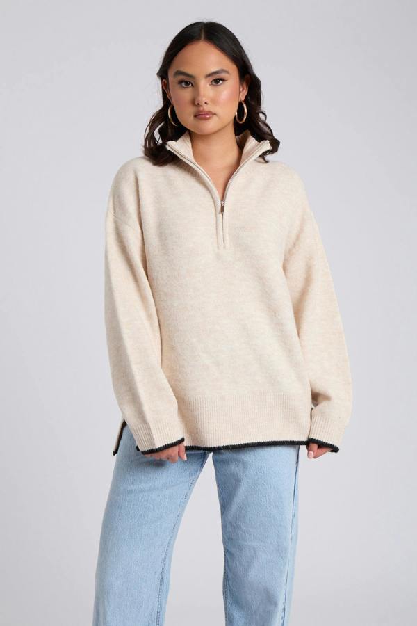 Urban Bliss Contrast Half Zip Jumper