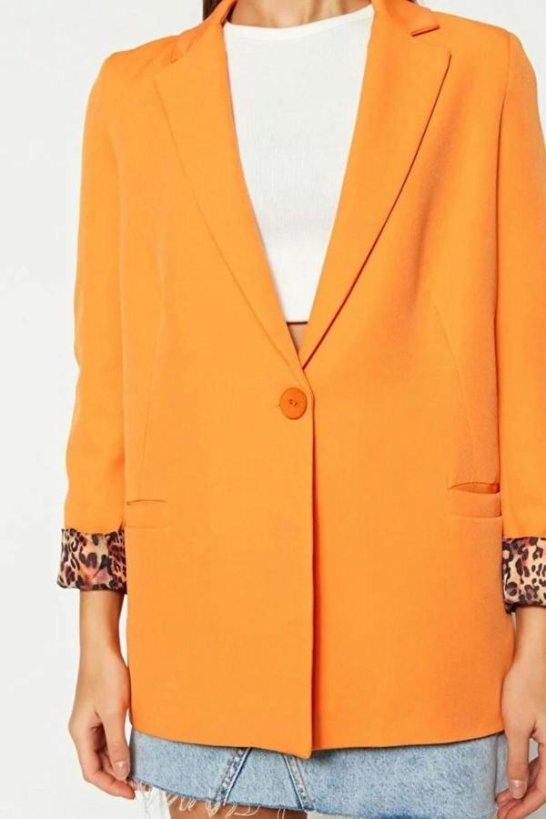 WOVCOR Woven Blazer Jacket with Lining Detail