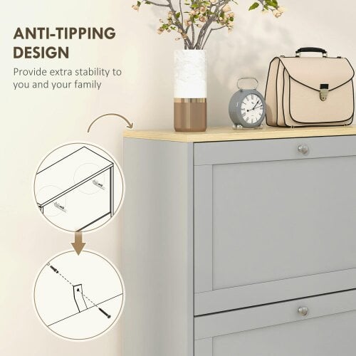 Wyld Haus Sari Wooden Grey Compact 3 Drawer Shoe Cabinet