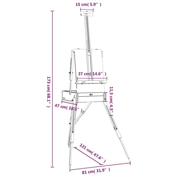 Berkfield Easel Stand 81x121x173 cm Solid Beech Wood