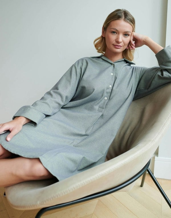 British Boxers Women's Brushed Cotton Nightshirt – Orkney Herringbone