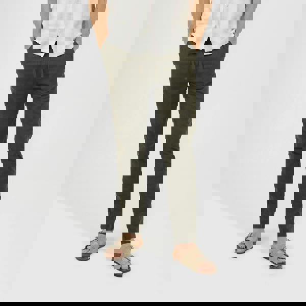 Brave Soul Khaki Relaxed Fit Linen Blend Trousers - Khaki Image 1