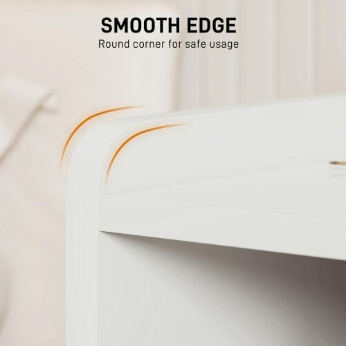 Wyld Haus Sora Nico High Gloss White Bedside Table With 2 Drawers And Shelves