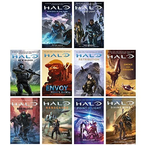 Halo Master Chief 10 Book Set Hunters in the Dark, Last Light, New Blood, Envoy, Retribution & more