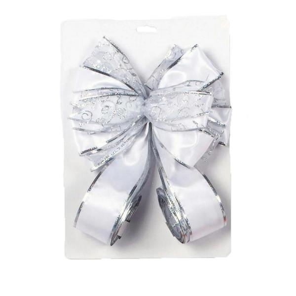 Premier Bow Tree Topper - White/Silver