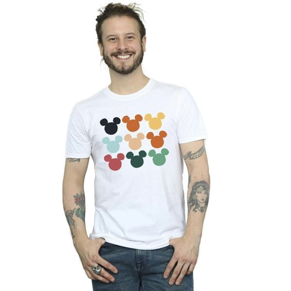 Disney Mens Mickey Mouse Heads Square T-Shirt - White