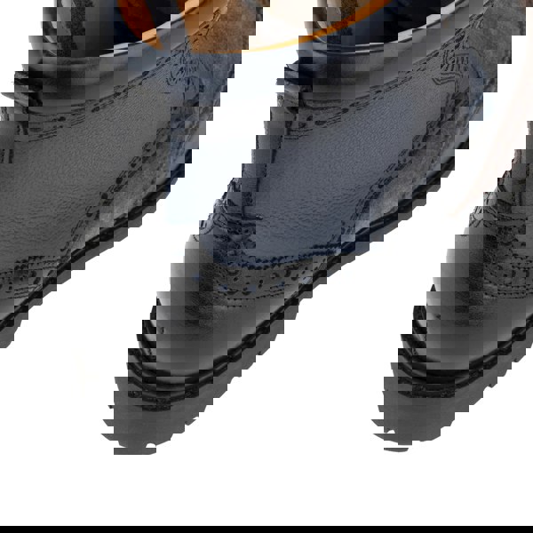 Embassy London Wanderer - Navy & Grey & Burgundy - Men's leather combat style side zipper boot in brown