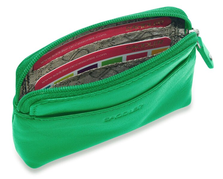 SADDLER Compact Leather Zip-Top Purse "Pia" – Handmade by Saddler | RFID Protected & Gift Boxed | Multi-Functional Card, Coin & Key Holder
