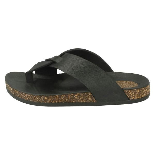 Spot On Ladies Spot On Open Toe Cork Effect Flatform Sandal