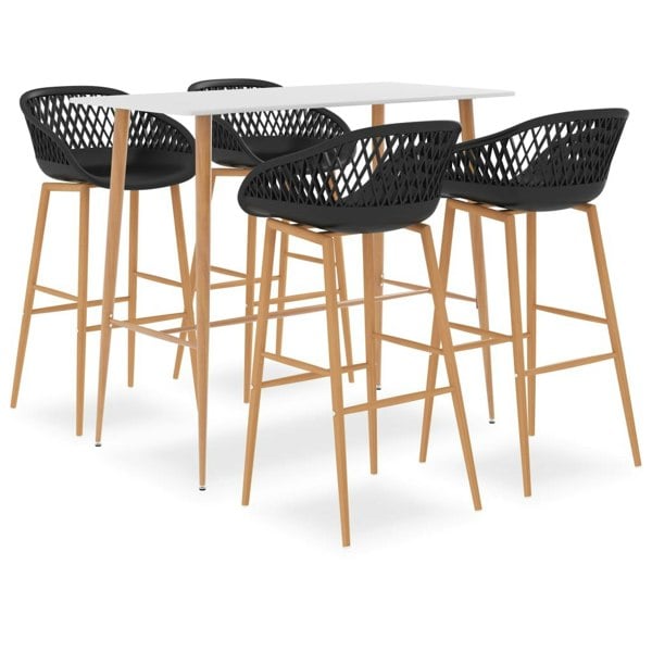 Berkfield 5 Piece Bar Set White and Black