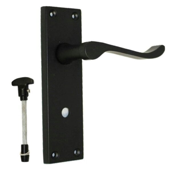 EDH Door Hardware Victorian Black Bathroom Door Handle Set - 1 Pair Classic Black Interior Door