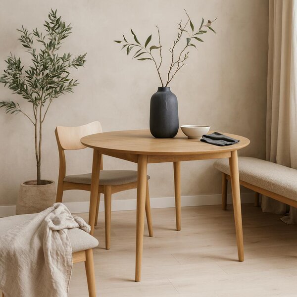 Wyld Haus Novi Sad Natural Oak Wood Effect Round Extending Dining Table
