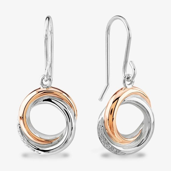 Rosa Lea Pave Intertwined Rings Dropper Earrings BJ-E3268CRG0.5